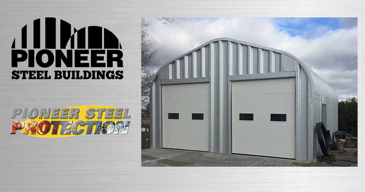 Pioneer Steel Building with 2 garage doors